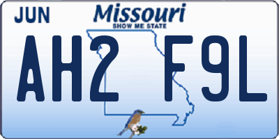 MO license plate AH2F9L