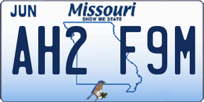 MO license plate AH2F9M