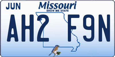 MO license plate AH2F9N