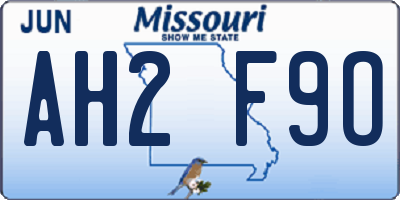 MO license plate AH2F9O