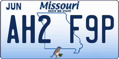 MO license plate AH2F9P