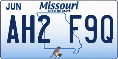 MO license plate AH2F9Q