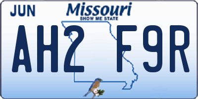 MO license plate AH2F9R