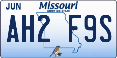 MO license plate AH2F9S