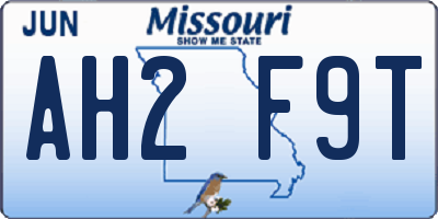 MO license plate AH2F9T