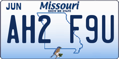 MO license plate AH2F9U