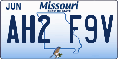 MO license plate AH2F9V