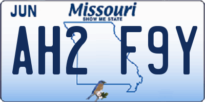 MO license plate AH2F9Y