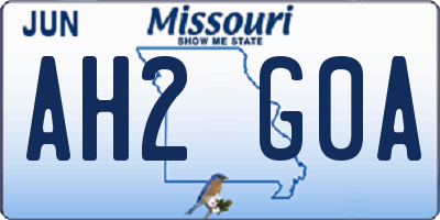 MO license plate AH2G0A