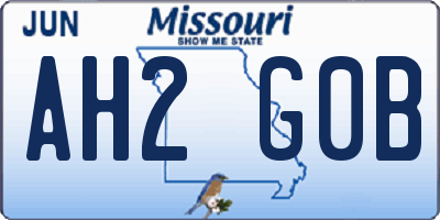 MO license plate AH2G0B