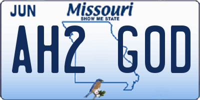 MO license plate AH2G0D