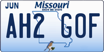 MO license plate AH2G0F