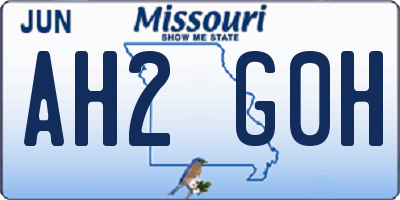 MO license plate AH2G0H