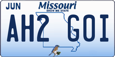 MO license plate AH2G0I