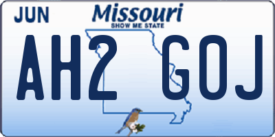 MO license plate AH2G0J