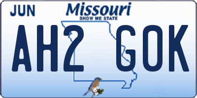 MO license plate AH2G0K