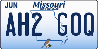 MO license plate AH2G0Q