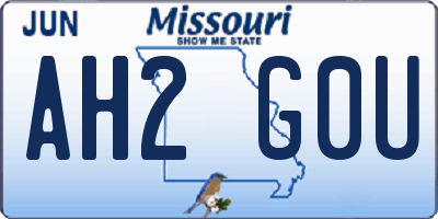 MO license plate AH2G0U