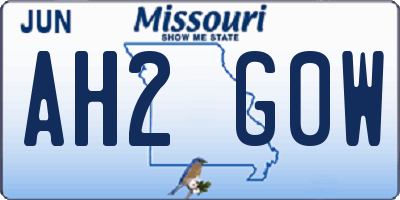 MO license plate AH2G0W