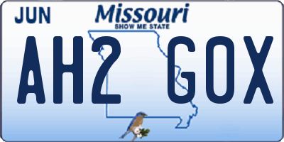 MO license plate AH2G0X