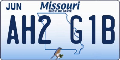 MO license plate AH2G1B