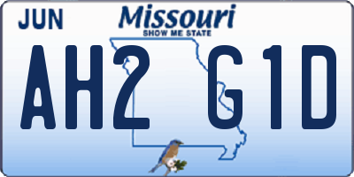 MO license plate AH2G1D