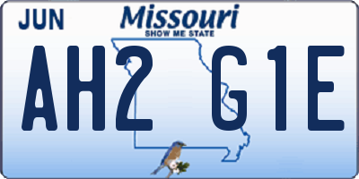 MO license plate AH2G1E