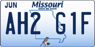 MO license plate AH2G1F