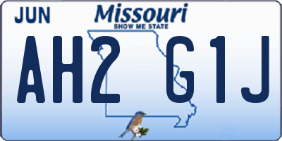 MO license plate AH2G1J