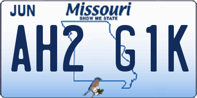 MO license plate AH2G1K