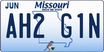 MO license plate AH2G1N