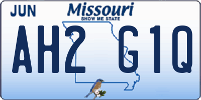 MO license plate AH2G1Q