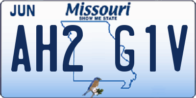 MO license plate AH2G1V