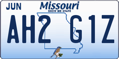 MO license plate AH2G1Z