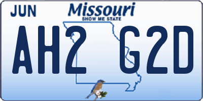 MO license plate AH2G2D