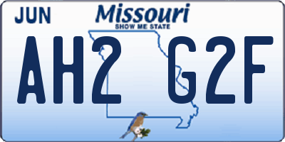 MO license plate AH2G2F