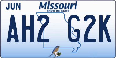 MO license plate AH2G2K