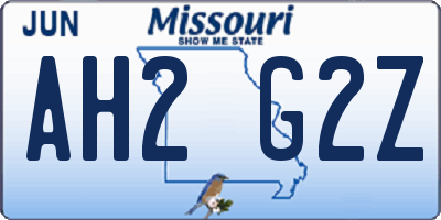 MO license plate AH2G2Z