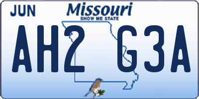 MO license plate AH2G3A