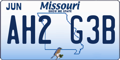 MO license plate AH2G3B