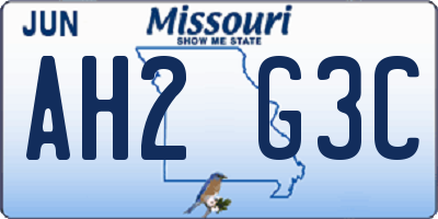 MO license plate AH2G3C