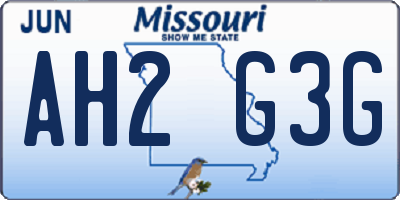 MO license plate AH2G3G