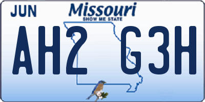 MO license plate AH2G3H