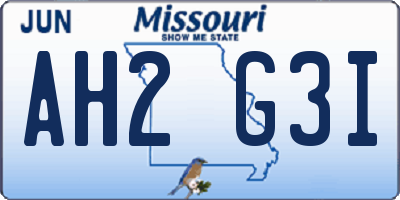 MO license plate AH2G3I