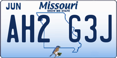 MO license plate AH2G3J