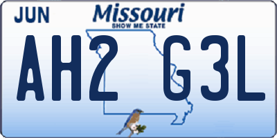 MO license plate AH2G3L