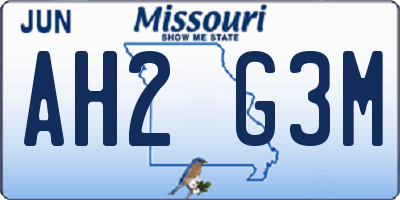 MO license plate AH2G3M