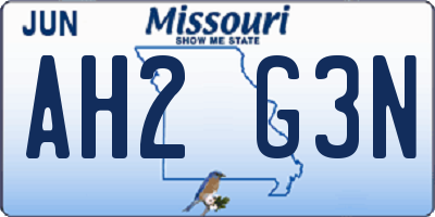 MO license plate AH2G3N