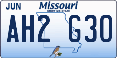 MO license plate AH2G3O