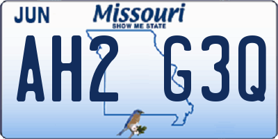 MO license plate AH2G3Q